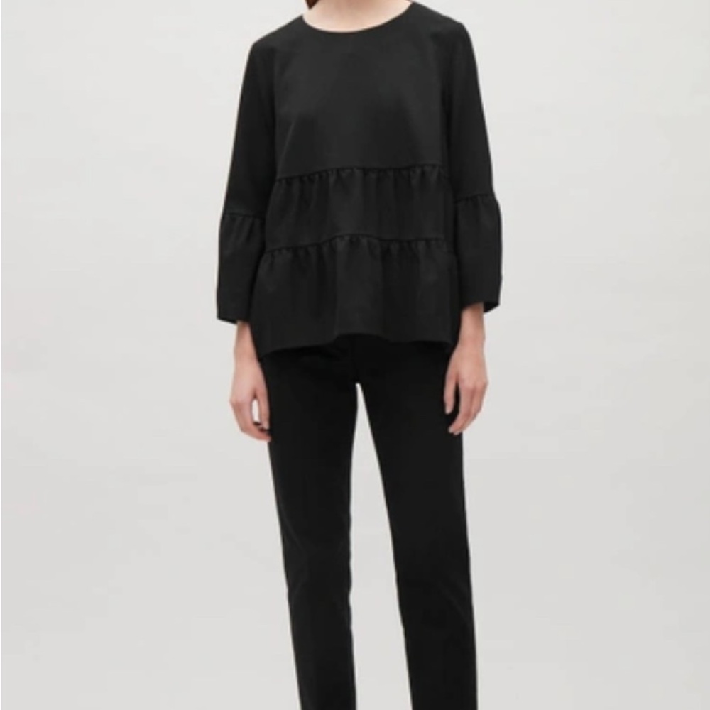 Cos Aline Top With Gathered Detail Green Size 10